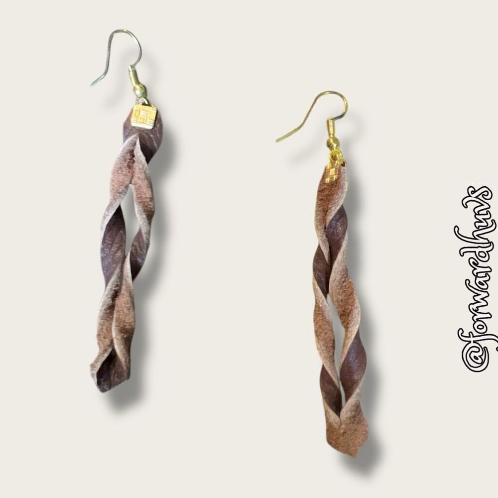 Bundle Sale 3 for $15 | Twisted Brown Leather Dangle Earrings